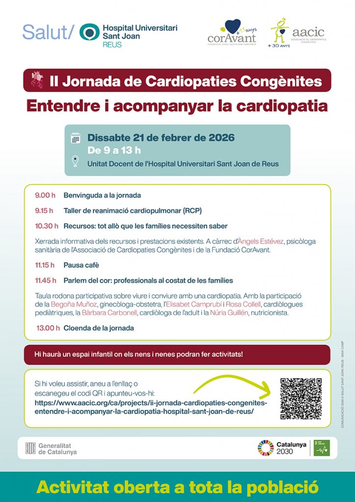 Programa de la II Jornada de Cardiopaties Congènites: “Entendre i acompanyar la cardiopatia” a l'Hospital Sant Joan de Reus